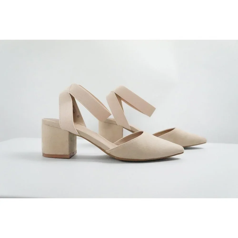 Dream Pairs Chunky Heels, Ankle Straps, Nude - Picture 1 of 7